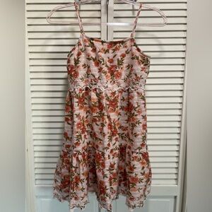 American Eagle Floral Sundress Mini Adjustable Straps‎ Size XS Lined Orange